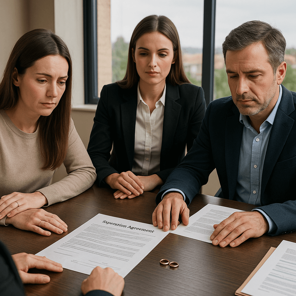 Clienta a punto de firmar documentos de separación legal